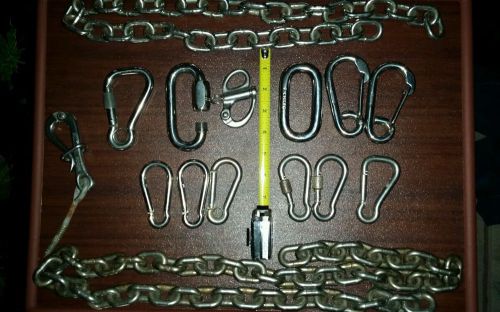 Stainless steel marine hardware. shackles; chain, quick disconnects.  look!