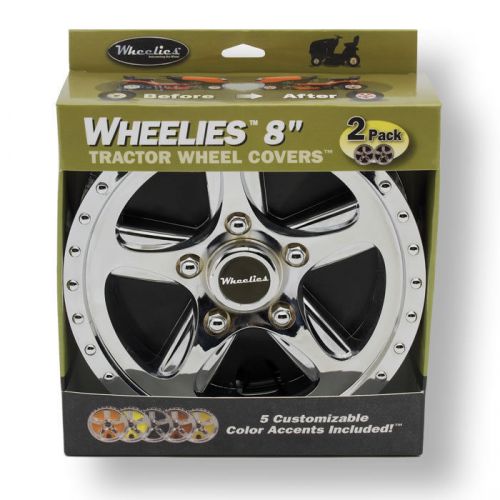 2 new wheelies lawn garden tractor wheel covers hub caps for 8&#034; tires gv188