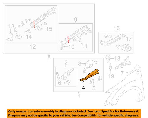 Subaru oem 12-15 impreza fender-upper rail 51610ag0359p