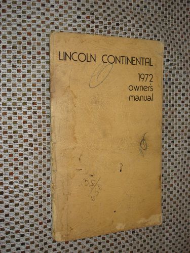 1972 lincoln continental owners manual original glovebox book