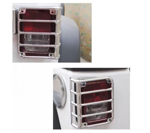 Pair tail light cover guard protector chrome silver for jeep wrangler 2007-2015