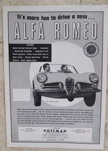 1957 alfa romeo giulietta original brochure mint