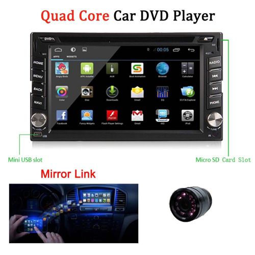 Double 2 din car dvd stereo quad-core android 4.4 os mirror link gps navi radio