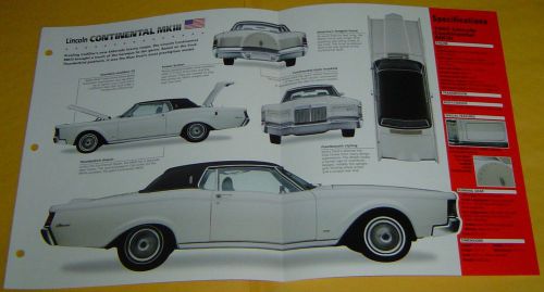 1968 1970 1969 lincoln continental mark iii 3 460 ci 365 hp imp info/spec/photo