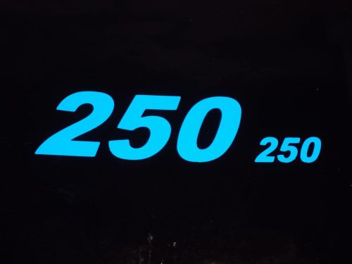 2 - 250 hp  decals one about 3 tall 9 long and a small one 5 long 2.5