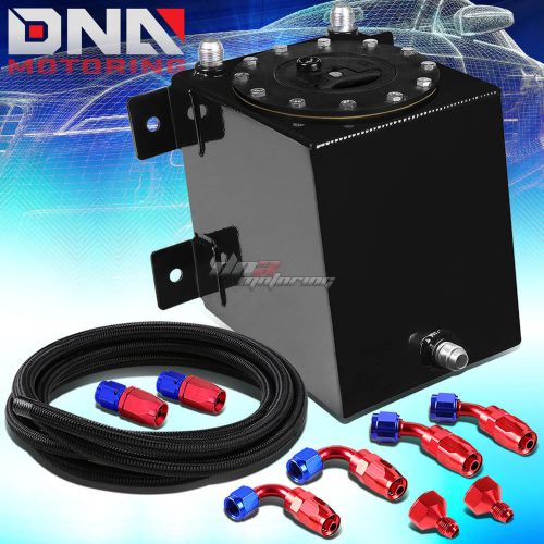 1 gallon polished coated race fuel cell tank+cap+level sender+steel line kit