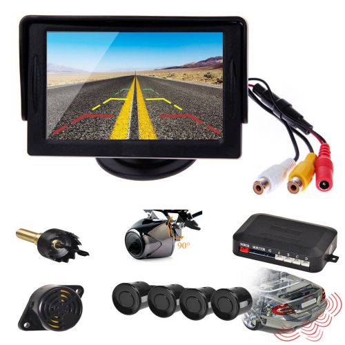 4.3&#034; tft lcd car rear view monitor+backup camera 4x radar sensors 1x beeper