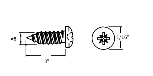 Scosche sph83-500 #8 x 3&#034; pan head stinger screw 500 pieces/bag