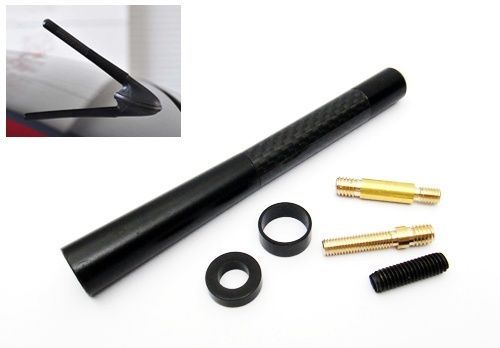 4.8&#034; black carbon fiber aluminum screw on radio antenna aerial mast whip booster