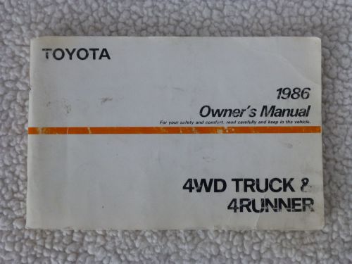 1986 toyota 4wd truck &amp; 4runner owner&#039;s manual