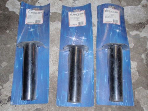 Nos t&amp;h (black) marine flush mount rod holder, straight set of three