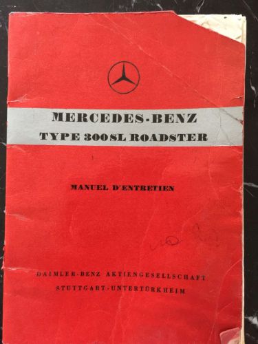 1957-1963 mercedes benz 300sl roadster edition original owner manual french vers