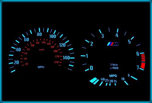 G212 bmw e36 91-99 us 140mph black/blue el plasma glow gauges cluster dials