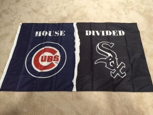 Chicago cubs chicago white sox house divided flag banner  3&#039; x 5&#039; free shipping