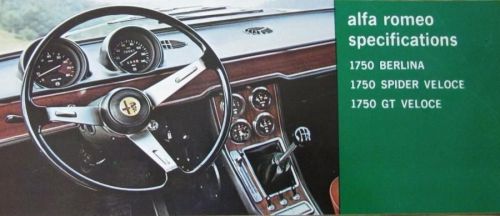 1969 1970  alfa romeo specs sales brochure 1750 berlina spider &amp; gt veloce