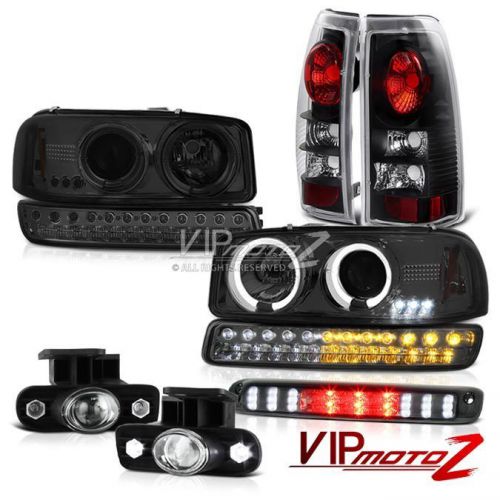 99-02 sierra sl 3rd brake light fog lamps inky black rear turn signal headlights