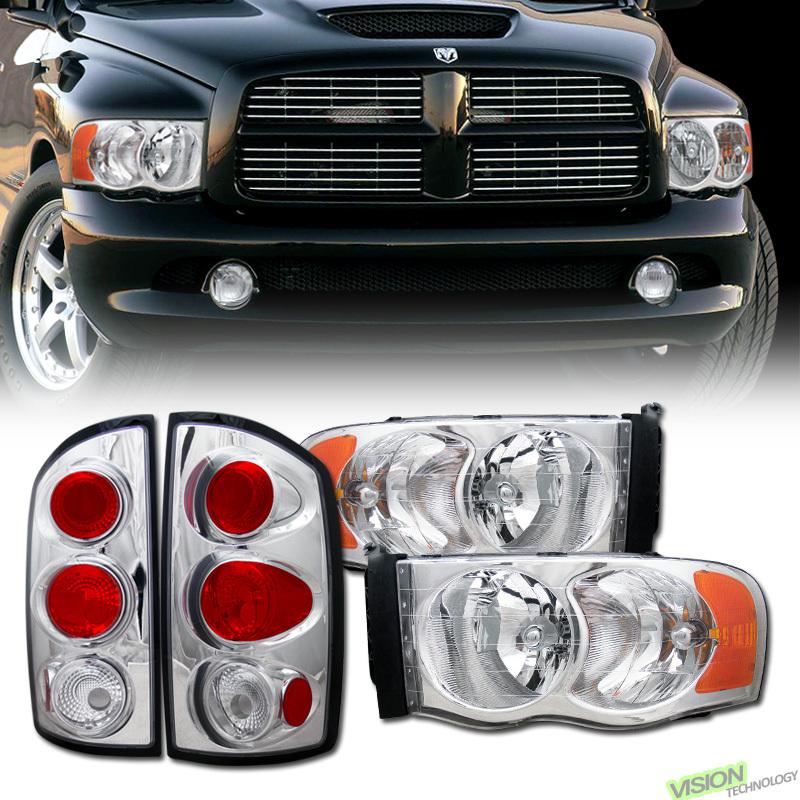 02-05 ram 1500 03-05 2500/3500 truck chrome clear head lights+altezza tail lamps