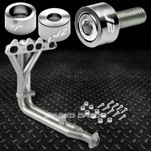 J2 for 94-97 cd f22 ceramic exhaust manifold header+silver washer cup bolts