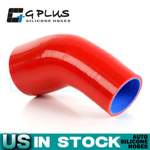 2&#034; to 3 1/2&#034; 76mm - 89mm silicone 45 degree elbow reducer pipe hose  red