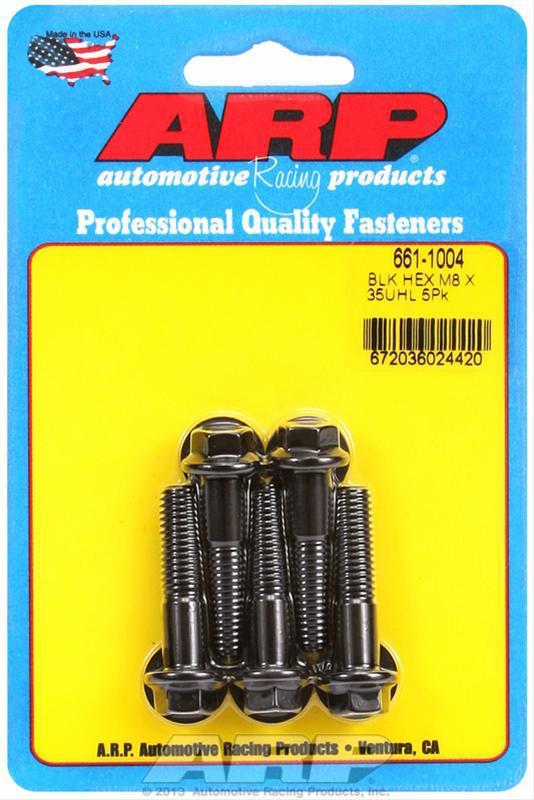 Arp bolts hex head chromoly steel black oxide 8mmx1.25 rh thread 35mm uhl setof5