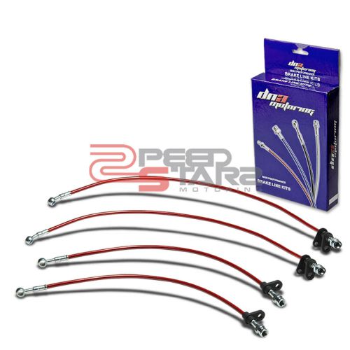 Prelude ba red pvc coat stainless steel hose brake lines/cable front+rear disc