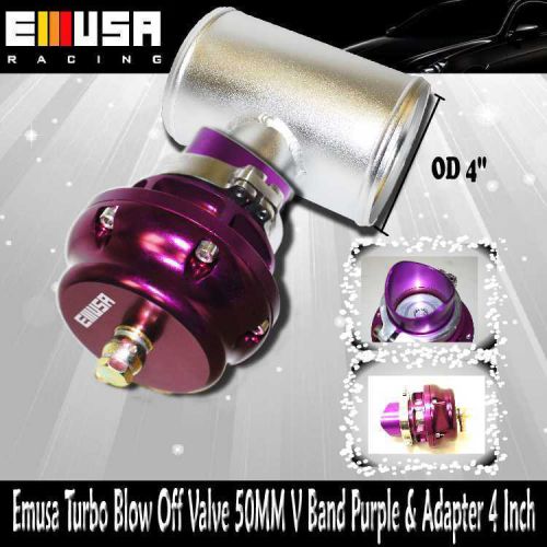 Turbo universal bov emusa 50mm v band purple &amp; adapt 4&#034; acura bmw audi honda