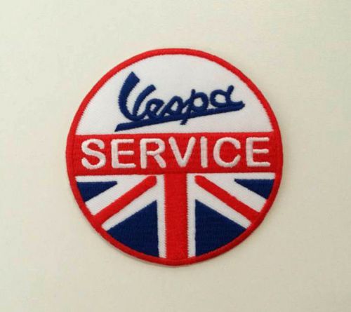 Vespa service iron on patch england flag motorcycle biker racing embroidered