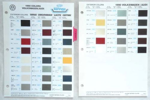 1990 volkswagen ppg and dupont  color paint chip chart all models vw