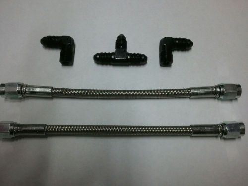 Sprint car brake crossover kit performance race braided lines black -3 fittings