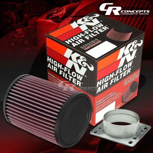 K&amp;n kn round straight 3&#034;air intake rubber filter ru-2820+maf sensor flow adaptor