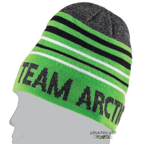 Arctic cat team arctic stripes winter beanie hat – lime &amp; gray – 5263-055