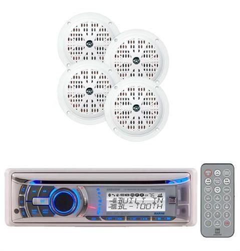 240w dual marine boat detachable face cd mp3 am/fm radio 4 enrock speakers pkg