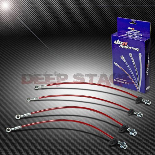 Stainless braided hose racing brake line 94-99 toyota celica gt st204 disc red