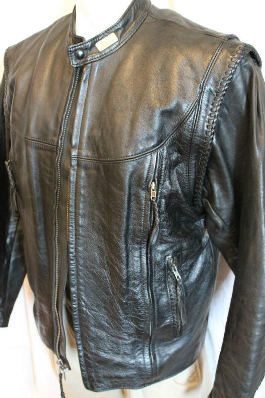Harley davidson "willie g" braided leather jacket - men's large - awesome!!