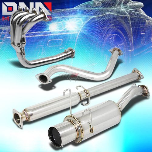 For 93-97 del sol eg 4.5&#034; muffler tip performance catback+4-1 header exhaust kit