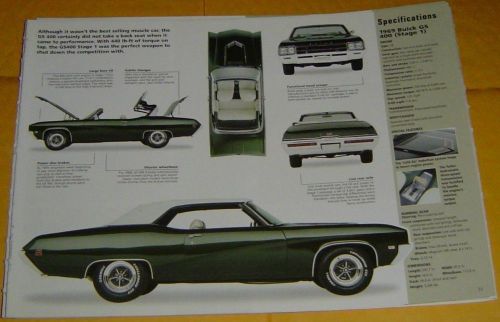 1969 buick skylark convertible gs 400 ci 345 hp imp info/specs/photo 23x8