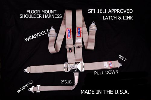 Rjs racing equipment sfi 16.1 5pt latch &amp; link harness gray 1130207