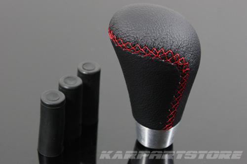 Universal performance type r jdm black leather red stitch manual shift knob