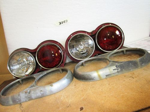 Red emergency light headlight bezel 212303 1965 ihc  hook &amp; ladder fire truck