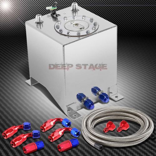 2.5 gallon polished aluminum fuel cell tank+cap+level sender+steel oil feed kit