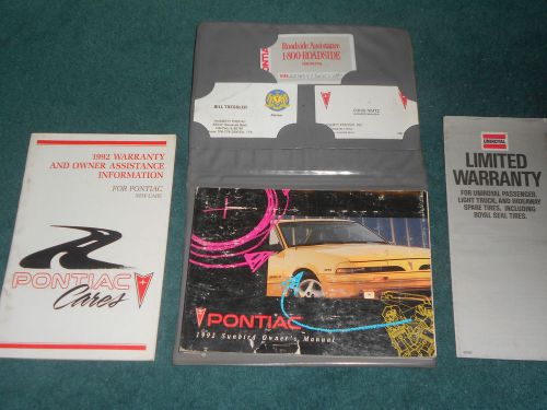 1992 pontiac sunbird owners manual set / 4pc original guide book set!