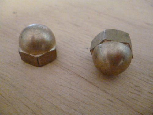 Brass acorn ( dome )  nuts  5/16&#034;unc  . solid brass  x 2