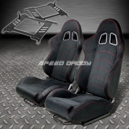 Pair type-1 reclining black suede racing seat+bracket for 00-06 maxima/sentra