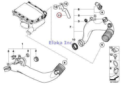 Bmw genuine intake muffler air duct charge-air ducting bracket e82 e88 e89 e90 e