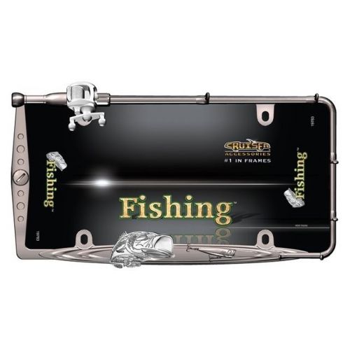 Fishing black and chrome license plate frame - ca19783