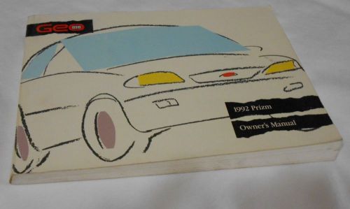 1992 geo prizm owner&#039;s manual. / free s/h  /  very good condition