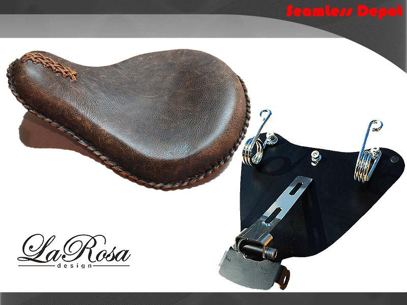 Larosa harley sportster seat mount kit & rustic brown leather bobber solo seat