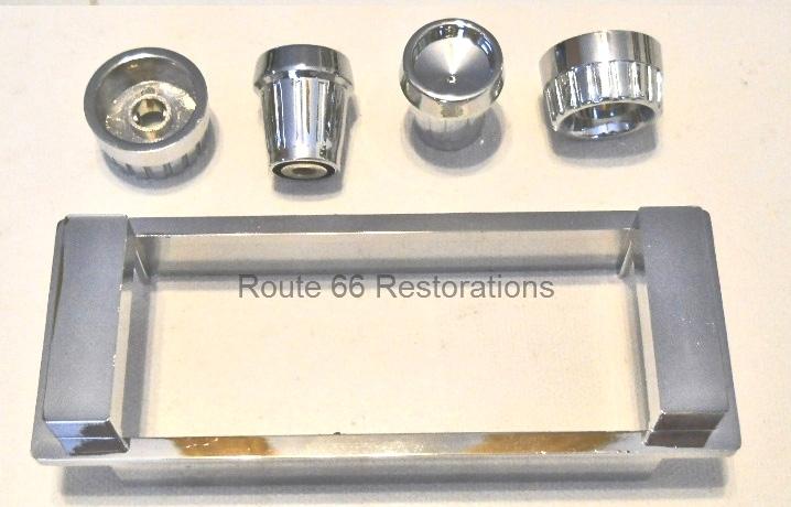 1963 1964 chevy impala bel air chrome radio bezel and metal knob kit