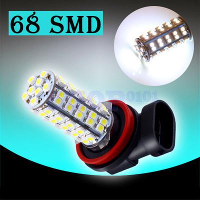 H8 pure white 68 smd fog driving tail signal led car light bulb lamp