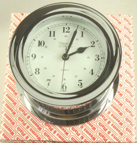 Weems &amp; plath atlantis chrome clock quartz model 220500 nautical nib great gift!